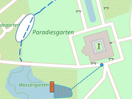 Bild zeigt einen Plan vom Paradiesgarten mit den geplanten Bauvorhaben